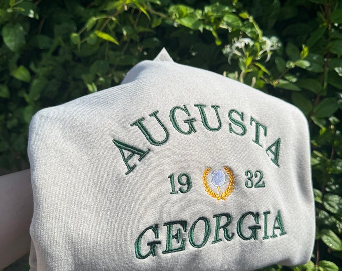 Vintage College Crewneck, Augusta Georgia Embroidered Sweatshirt