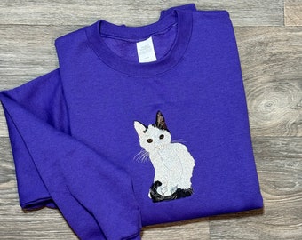 Custom Embroidered Pet Portrait Sweatshirt: Personalized Dog or Cat Gift