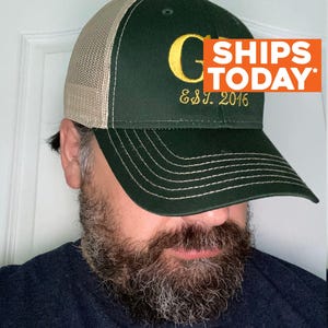 Embroidered Initial Trucker Hat: Personalized Vintage Style Ball Cap