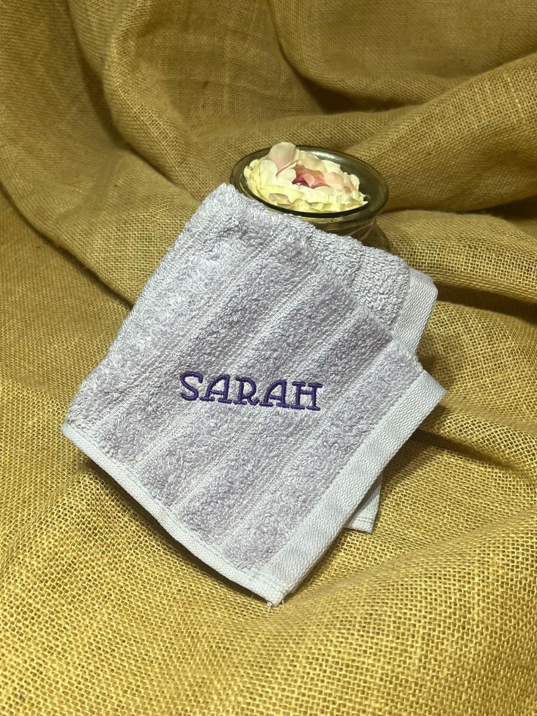 Kids Personalized Wash Cloth Kids Embroidered Wash Cloth Tall Thin Font Custom Washcloth Wash