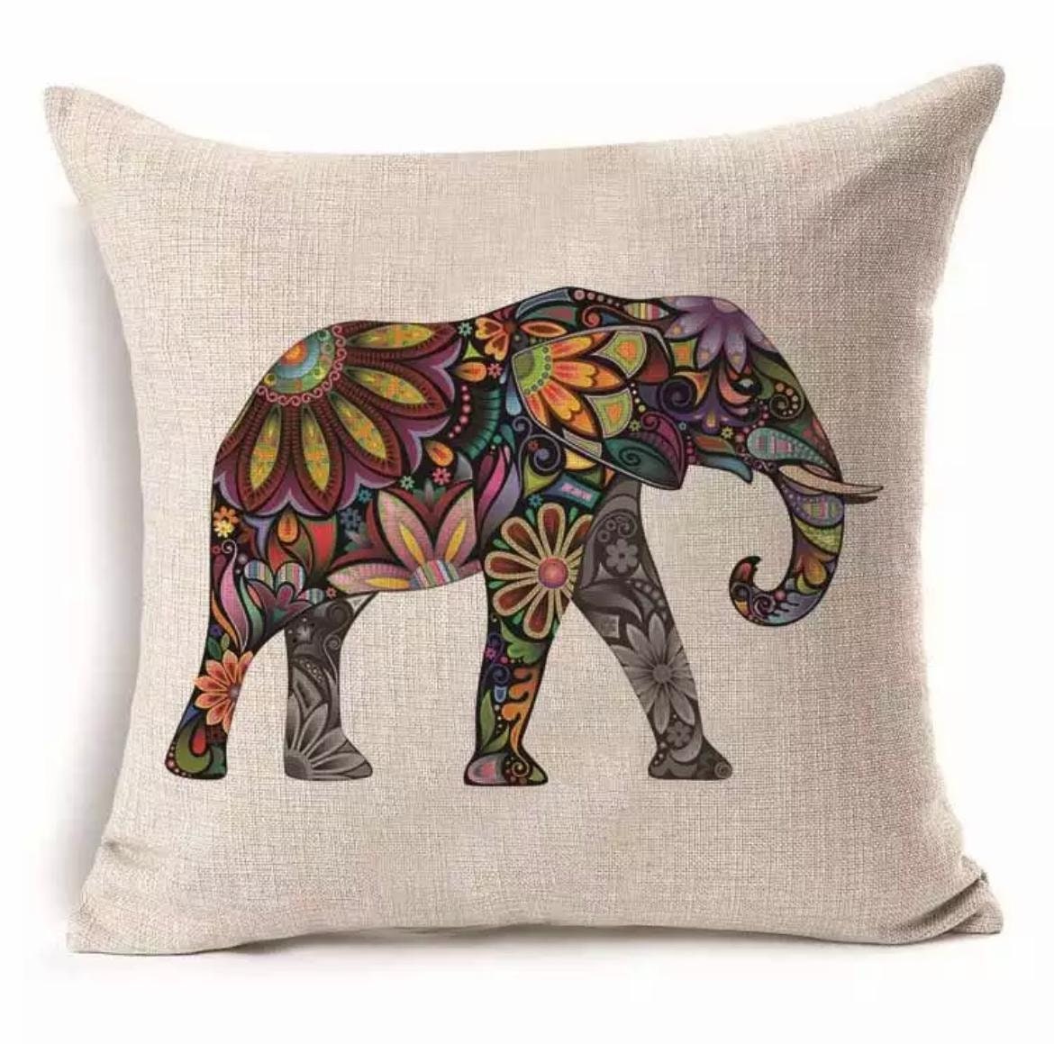 Multicolor 18x18 Elephants and Moons Design Throw Pillow Multicolor 18x18 Elephants and Moons Design Throw Pillow