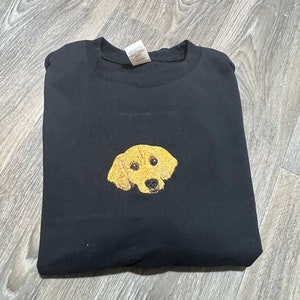 Custom Embroidered Pet Portrait Sweatshirt: Dog or Cat Mom Gift