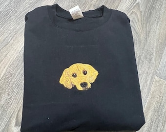 Custom Embroidered Pet Portrait Sweatshirt: Dog or Cat Mom Gift
