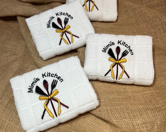 Personalized Embroidered Kitchen Towel, Custom Tea Towel, Monogram Design