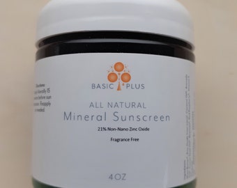 Mineral sunscreen with non-nano zinc oxide and other natural sun protection ingredients including carrot seed oil and red raspberry oil.