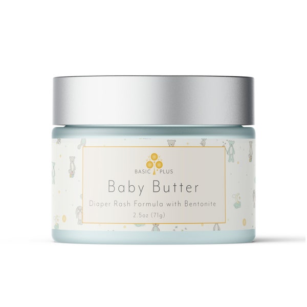 Organic Baby Butter with Bentonite ~ Diaper Rash, Cradle Cap, Dry Skin Care, Safe & Gentle Ingredients for all ages, Fragrance Free