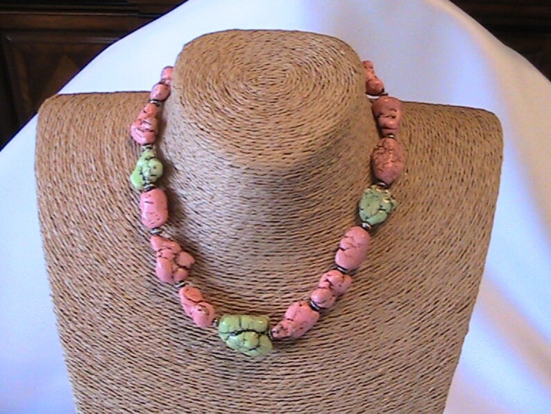 Pink and Lime Green Magnesite Necklace