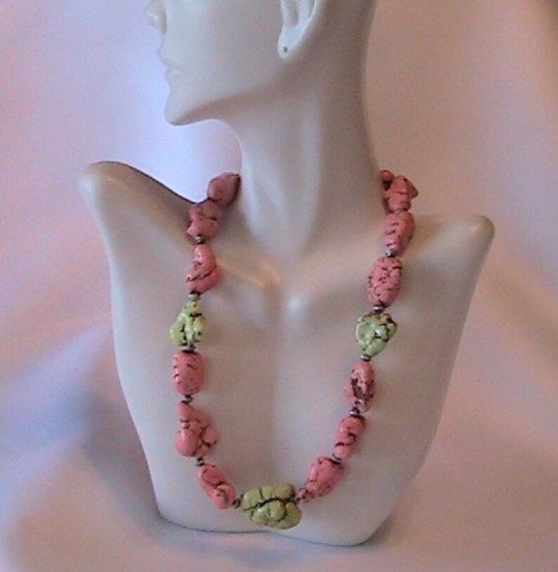 Pink and Lime Green Magnesite Necklace