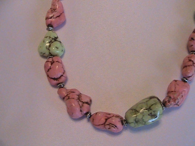 Pink and Lime Green Magnesite Necklace