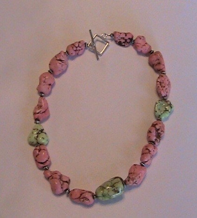Pink and Lime Green Magnesite Necklace