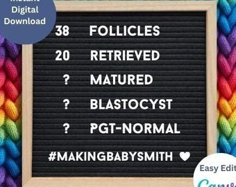 IVF Egg Retrieval Announcement Template, Rainbow Baby Social Media (Digital Download)