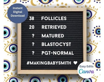 IVF Egg Retrieval Announcement | Letter Board Template (Digital Download)