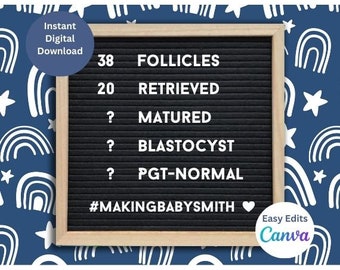 IVF Retrieval Letter Board Template, Rainbow Baby Announcement (Digital Download)