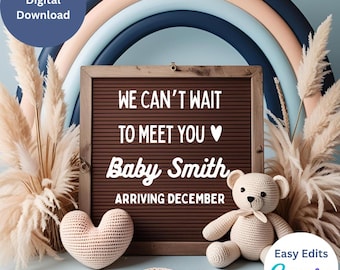 Editable Letter Board Pregnancy Announcement Template (Digital Download)