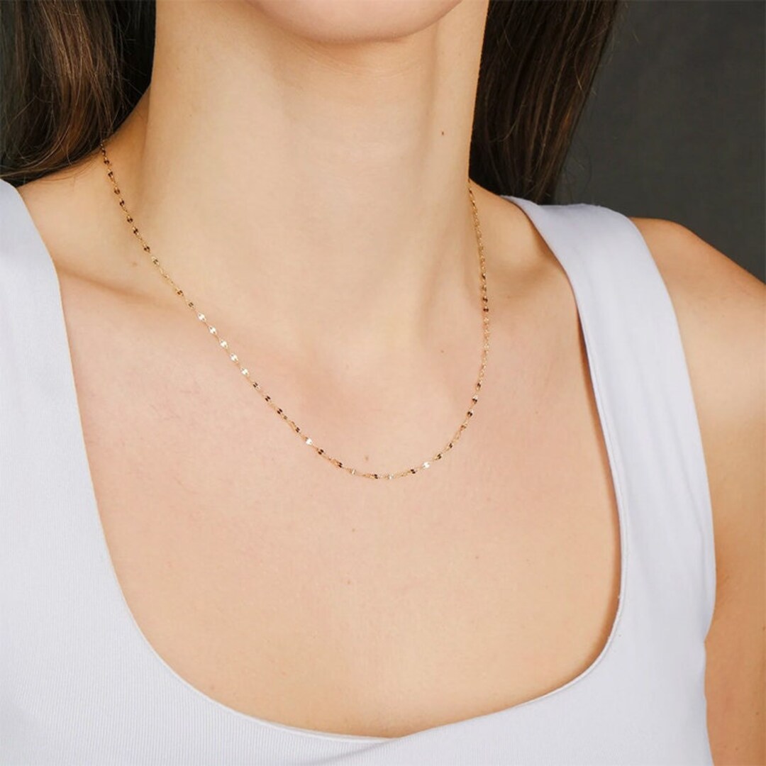 14K Gold Twisted Sparkle Chain Necklace 14k Gold Chain Etsy