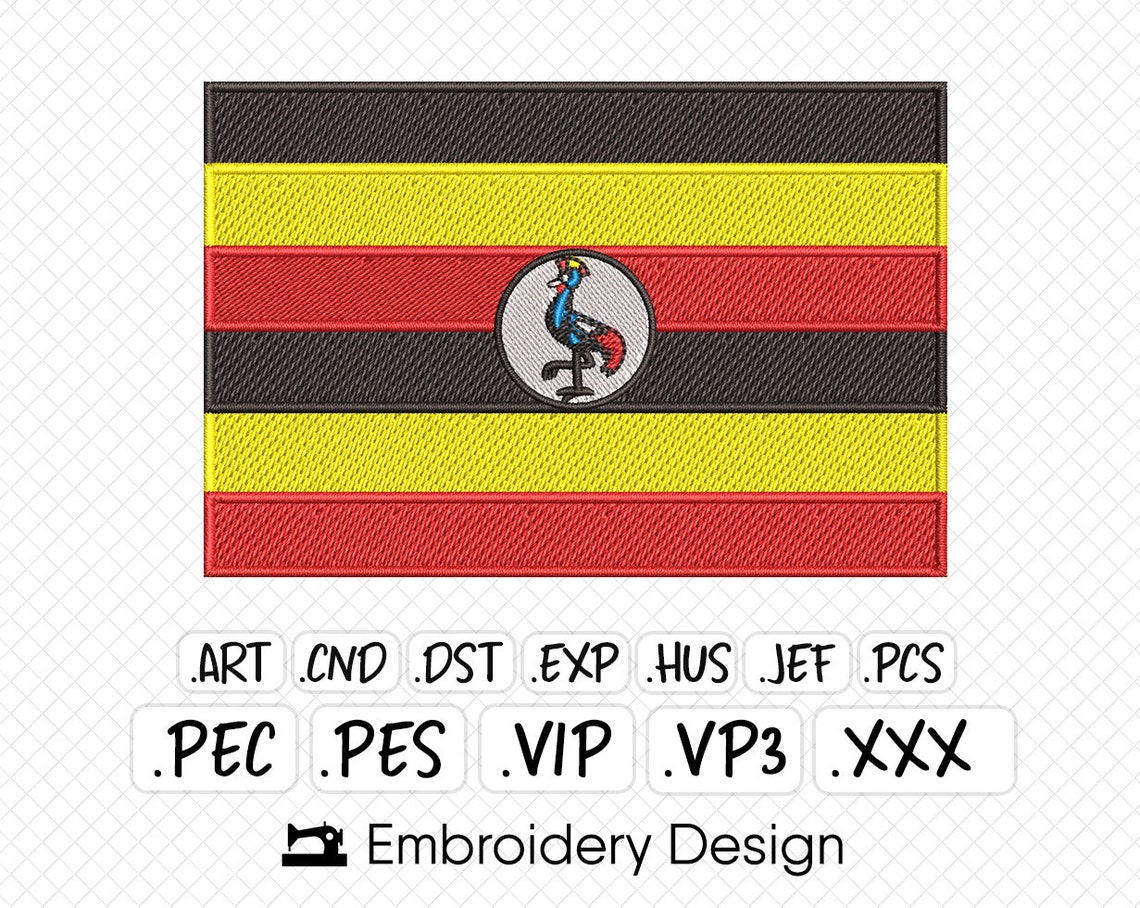 Uganda Flag Embroidery Design 5 sizes Etsy