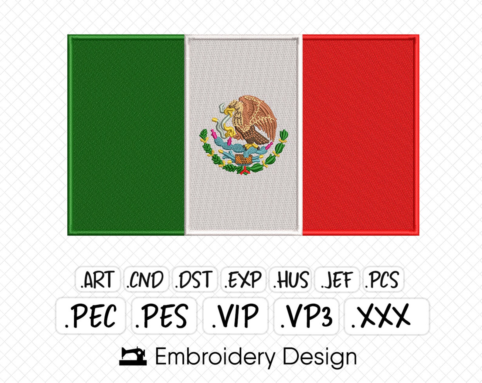 Mexico Flag Embroidery Design 5 sizes Etsy