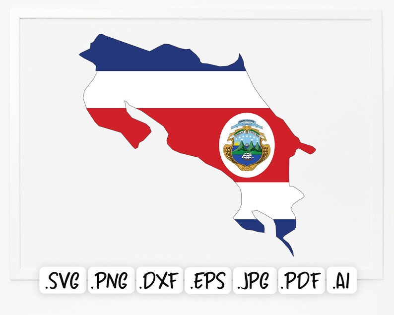 Flag Map of Costa Rica SVG Design Europe Country Map Costa Etsy