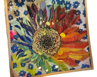 Sunflower Trinket Tray | 6"x6" | glass trinket dish | Sunflower Dish | Sunflower Glass Tray |Glass Trinket Tray | Decorative Tray