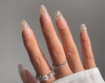 BRYN | Iridescent Rhinestone Press On Nails | Glittery Gem Nails | Aurora Rhinestone Nails | Shimmering Nails