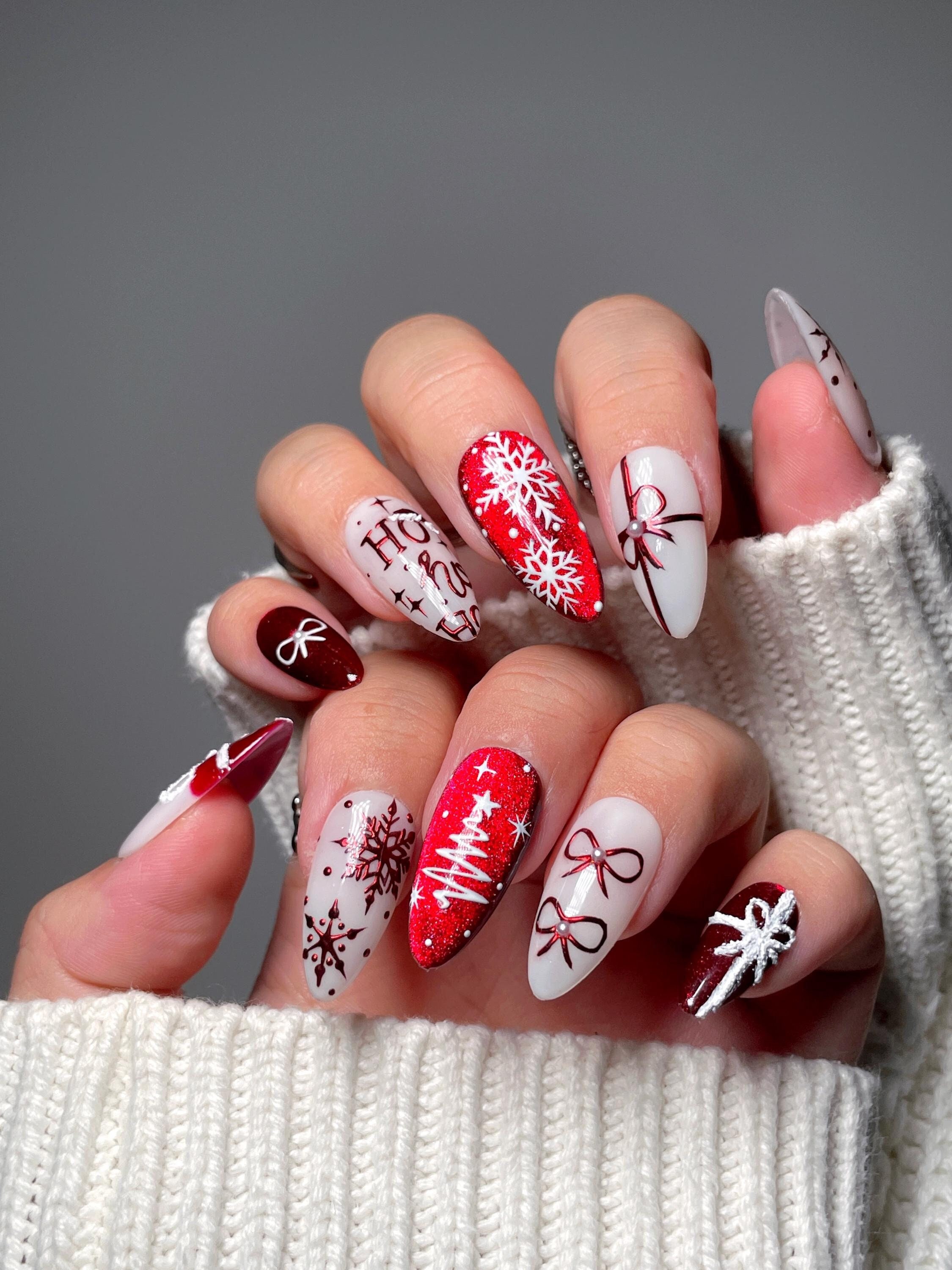 NOELLE | Christmas Spirit Press on Nails | Red Chrome Nails