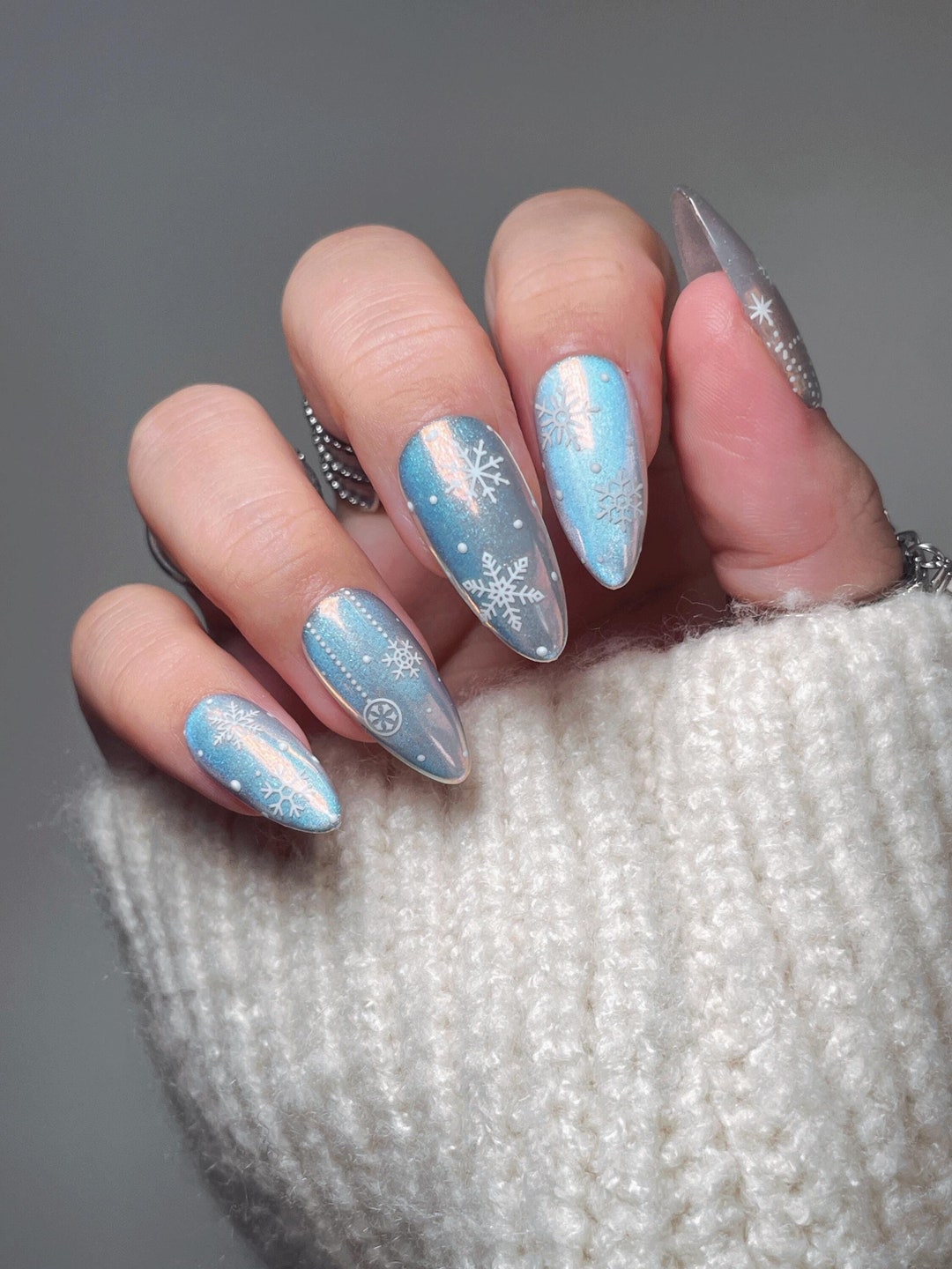 Frosted Winter Nails with Glitter Shine