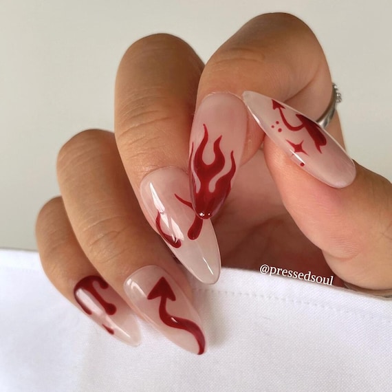 Cute Halloween Devil Heart Nails Cute Halloween Devil Heart Nails