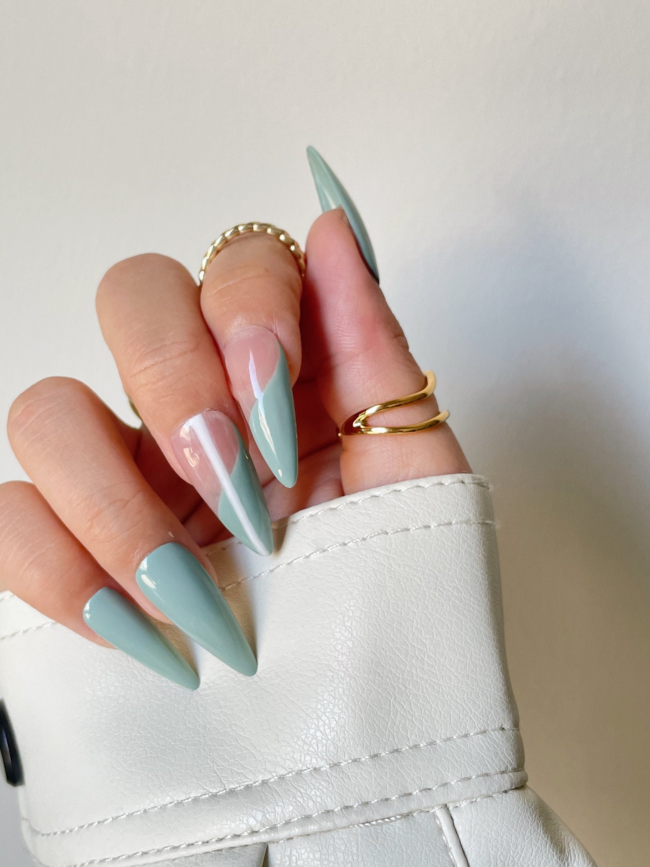 Mint Green Stiletto Nails