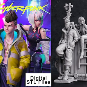 Lucy x David from Cyberpunk Edgerunners Stl Files for 3D Printer, Gift for Gamer, Cosplay Figure, Movie Character Art Decor, Digital File