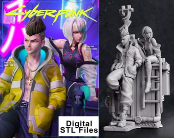 Lucy x David da Cyberpunk Edgerunners File Stl per stampante 3D, regalo per giocatori, figura cosplay, decorazione artistica del personaggio del film, file digitale
