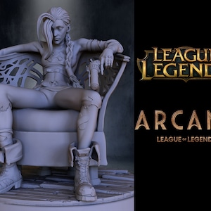 Jinx from Arcane League of Legends Stl Files pour imprimante 3D, cadeau pour gamer, figurine cosplay, personnage de film Art déco, fichier numérique