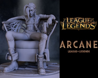 Jinx z Arcane League of Legends pliki STL do drukarki 3D, prezent dla gracza, figurka cosplay, dekoracja artystyczna postaci filmowej, plik cyfrowy
