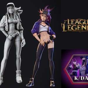 Fichiers KDA Akali de League of Legends Figure Stl, modèle d'impression 3D, fichiers Stl pour imprimantes 3D, fichier numérique, cadeau pour amateur de jeux vidéo
