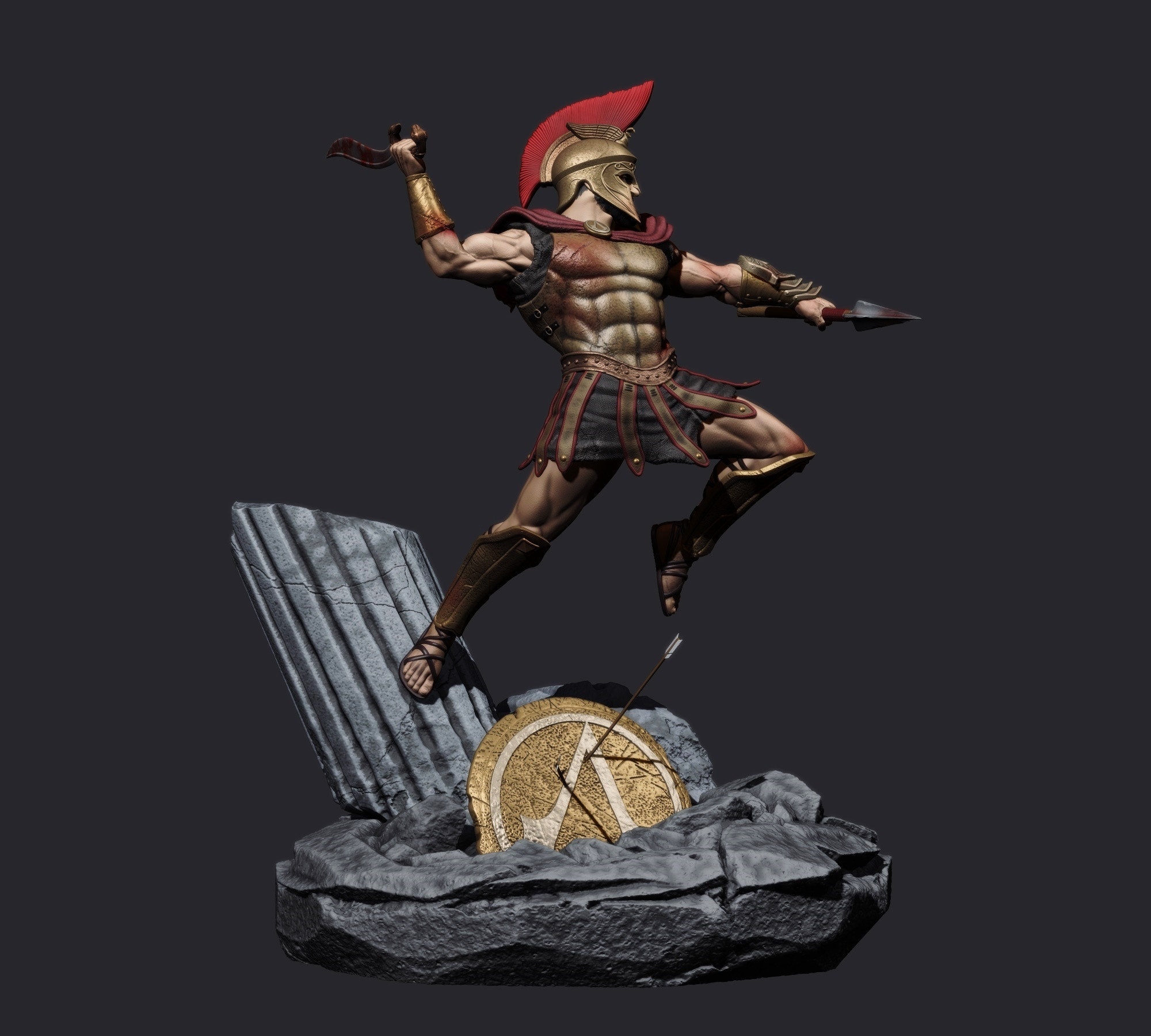 Leonidas ze Sparty z 300 plików STL do drukarki 3D, prezent dla gracza, figurka cosplay, dekoracja artystyczna postaci filmowej, plik cyfrowy