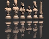 Egyptian Chess Stl files, 3D Print Model, Stl files for 3D Printers, Digital File,  CNC Router Engraver,3d printer chess model
