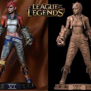 VI from Arcane Seriec League of Legends Stl Files pour imprimante 3D, cadeau pour gamer, figurine cosplay, personnage de film Art déco, fichier numérique