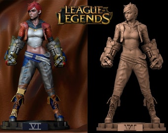 VI from Arcane Seriec League of Legends Stl ファイル 3D プリンター用、ゲーマーへのギフト、コスプレ フィギュア、映画キャラクター アート装飾、デジタル ファイル