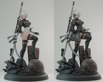 Pliki stl do figurki Nier Automata 2B, model do druku 3D, pliki stl do drukarek 3D, plik cyfrowy, figurka do gry, najlepszy prezent dla niego