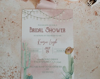 Western Bridal Shower Invitation - Desert Cactus Bridal Shower Invitation - Western Theme Bridal Shower Invitation - Desert Theme Bridal