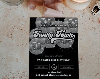 Disco Party Invitation - Retro Disco Theme Invitation - 70s Retro Birthday Invitation - Modern Retro Invitation - Disco Ball Theme Invite