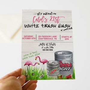 White Trash Bash Invitation - Funny 21st Birthday Party Invitation - Trailer Trash Bash Invitation - Hill Billy Birthday Invitation - Invite