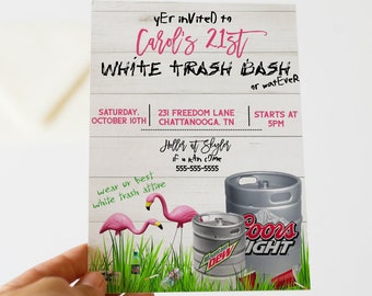 White Trash Bash Invitation - Funny 21st Birthday Party Invitation - Trailer Trash Bash Invitation - Hill Billy Birthday Invitation - Invite