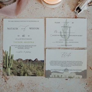 Tucson Arizona Destination Wedding Invitation - Cactus Desert Wedding Invitation - Arizona Elopement Wedding - Tucson Destination Wedding