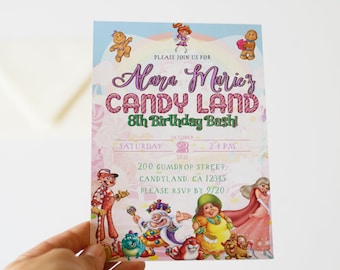 Candyland Birthday Invitation - Candyland Board Game Birthday Theme - Board Game Birthday Invitation - Girls Candyland Birthday Invitation