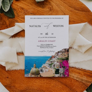 Amalfi Coast Wedding Invitation - Postiano Amalfi Coast Wedding Invitation - Italian Riviera Wedding Invitation - Ravello Italy Invitation