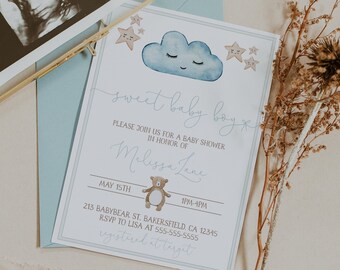 Baby Bear Baby Shower Uitnodiging - Schattige Beer Baby Shower Uitnodiging - Sweet Baby Bear Uitnodiging - Baby Boy Bear Thema Baby Shower Invit