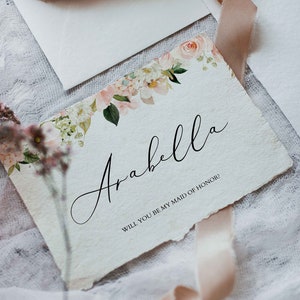 Bridesmaid Proposal Card - Printable Maid of Honor Proposal Card - Floral Bridesmaid Proposal Card - Simple Floral Maitron of Honor Proposal
