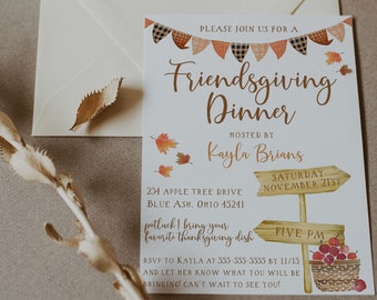 Cute Friendsgiving Dinner Invitation - Fall Inspired Friendsgiving Invitation - Friendsgiving Party Supplies - Thanksgiving with Friends