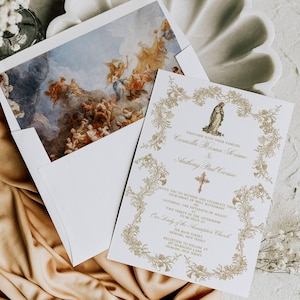 Catholic Wedding Invitation - Virgin Mary Invitation - Baroque Catholic Invitation - Classic Catholic Invitation - Wedding Mass Invitation