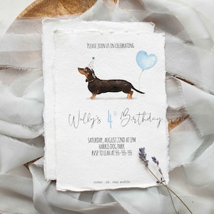 Dachshund Birthday Invitation - Wiener Dog Birthday Invitation - Dog 2nd Birthday Invitation - Dog Party Invitation - Dachshund Party Theme